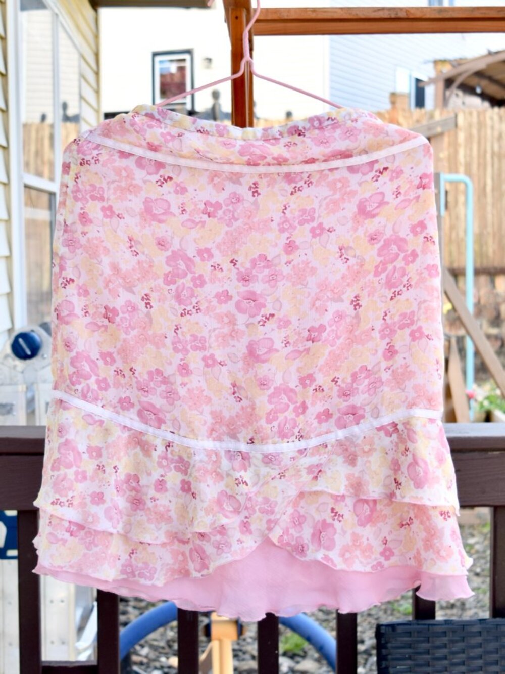 Pink Flora Chiffon Full Lined Midi Skirt - Vintage Lolita Style